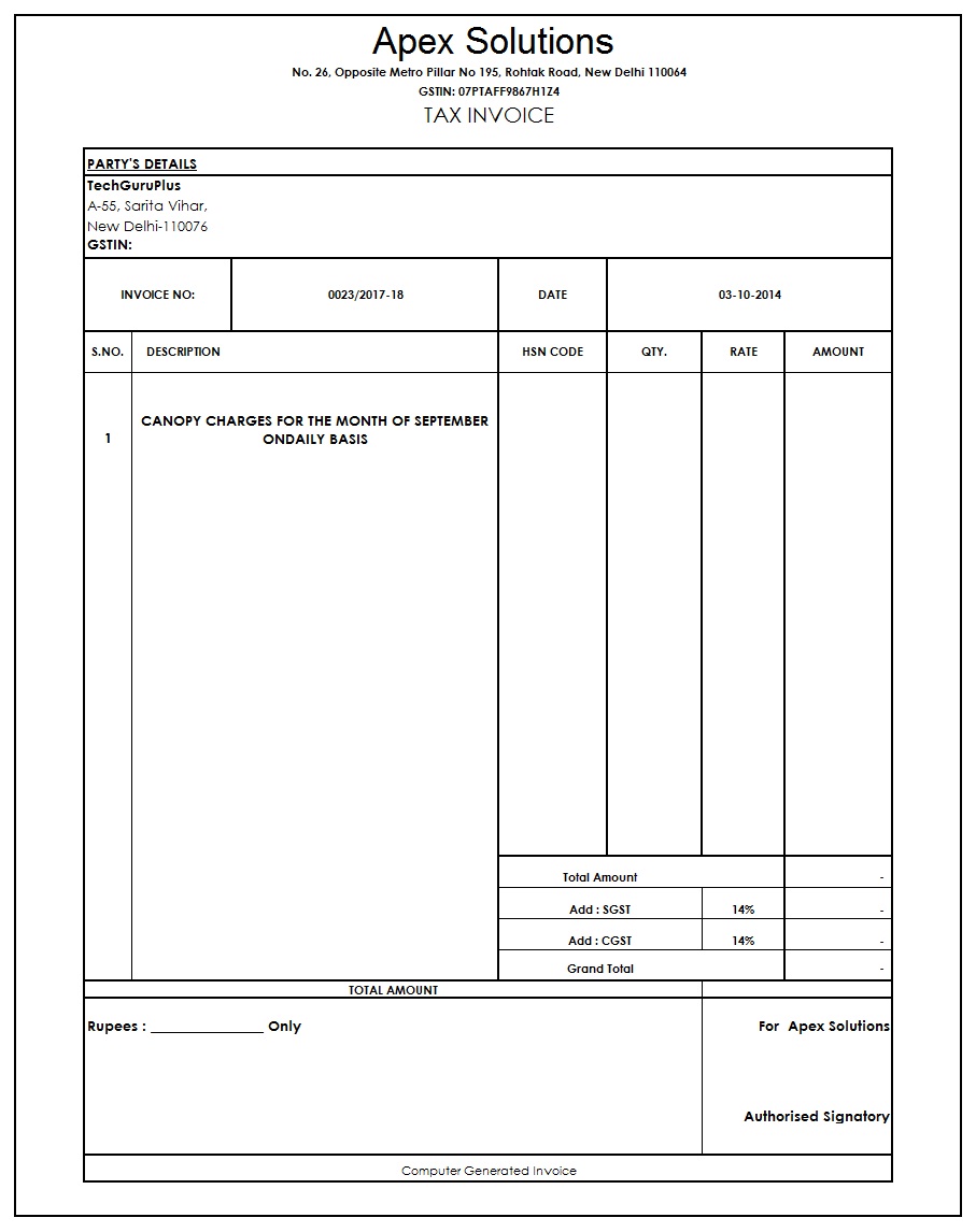 Gst Invoice Format In Excel Word Pdf And Jpeg Format No 3