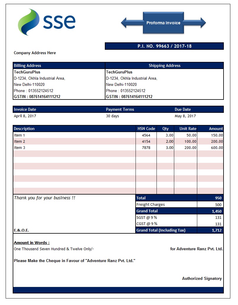 Tax Invoice Template Doc